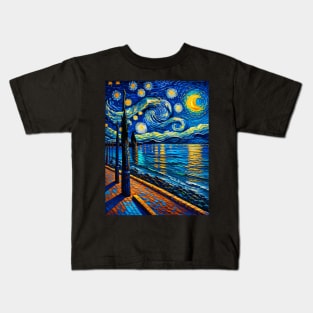 South beach at starry night Kids T-Shirt